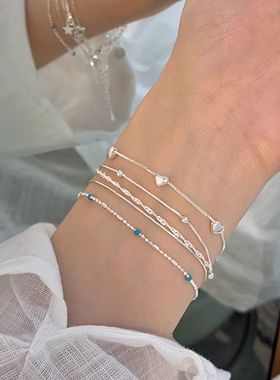 韩国清新甜美星星爱心蓝色银珠