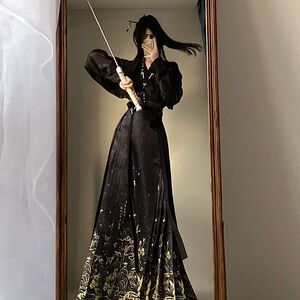 原创[墨染]汉服女明制印花国风马面裙日常改良通勤新中式套装新款