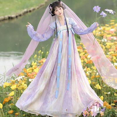 月染葡香复原款淡紫色日常刺绣