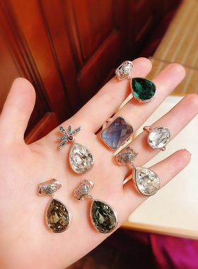 尼泊尔水晶手工戒指吊坠