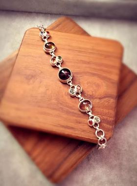 尼泊尔纯银旺夫招财礼物碧玺手链