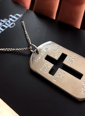 美国正品项链男士狗牌钛钢装饰