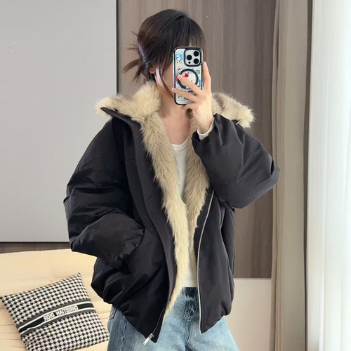 麂皮绒立领棉衣棉服女款2025新款秋冬座山雕外套加绒加厚派克服男