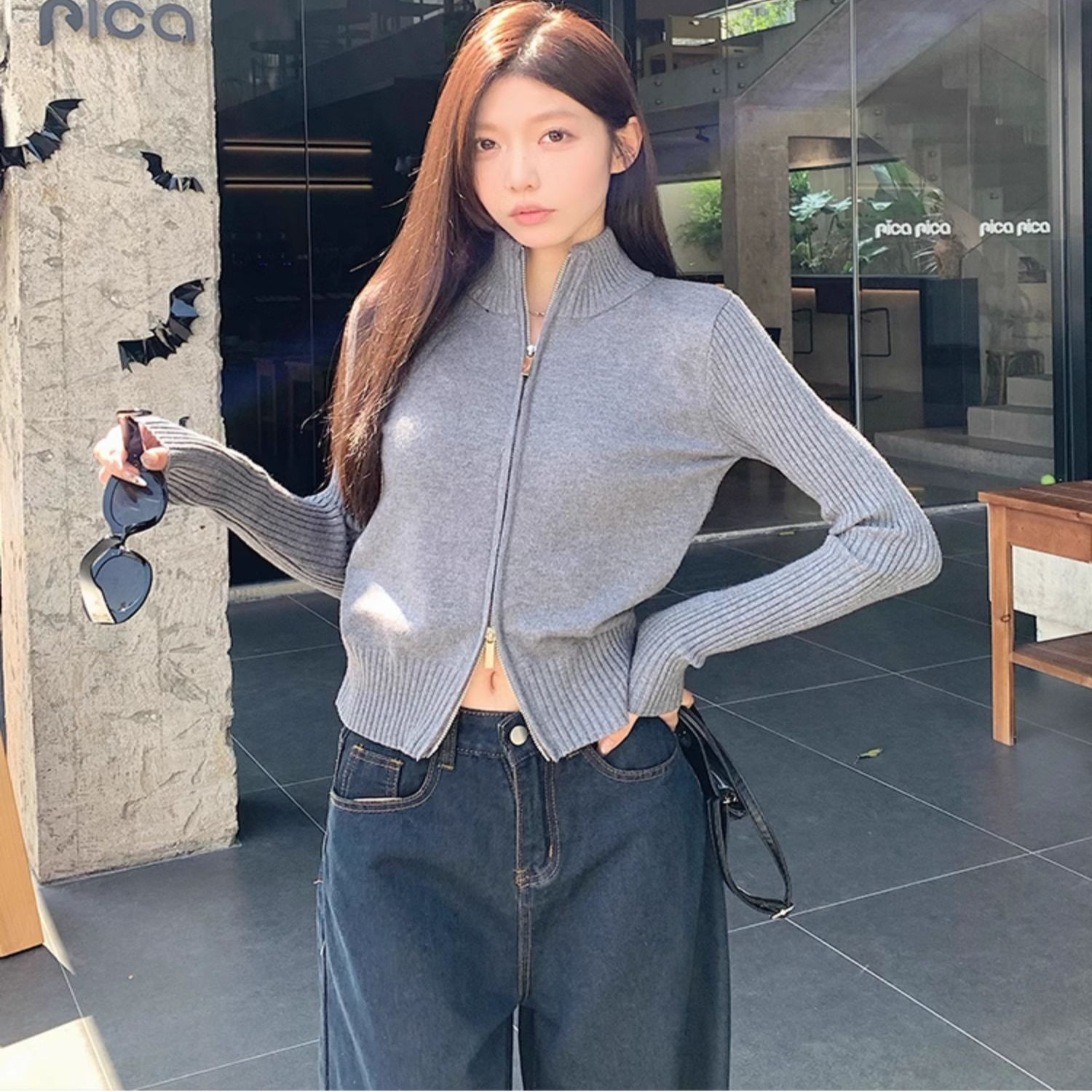 针织开衫外套女小个子短款毛衣女秋冬可外穿内搭修身高级感上衣