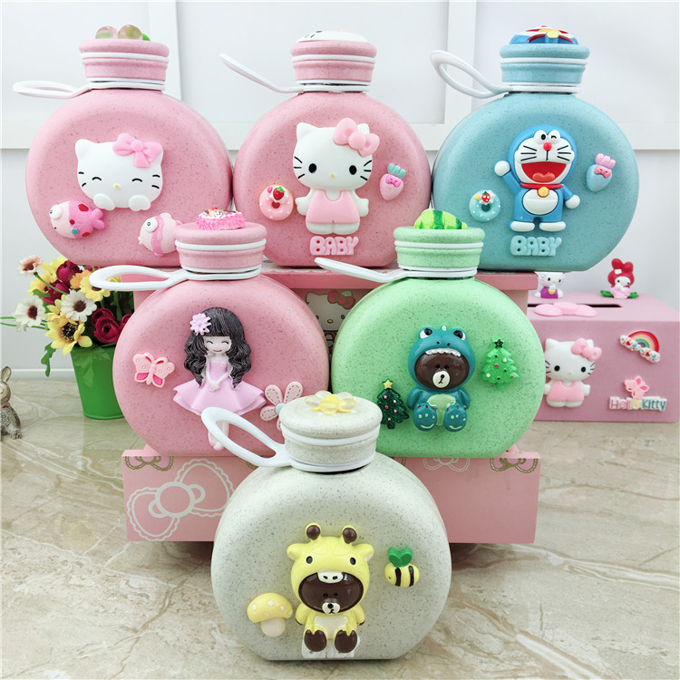 hellokitty¿¨Í¨Ë®±²£Á§ËæÊÖ±KTˮƿѧÉú±±ãЯ´ø±×ÓÆ¿×Ó¿Ú±