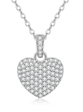 精致满钻心形吊坠项链女小众设计感ins甜酷风小清新14k包金锁骨链