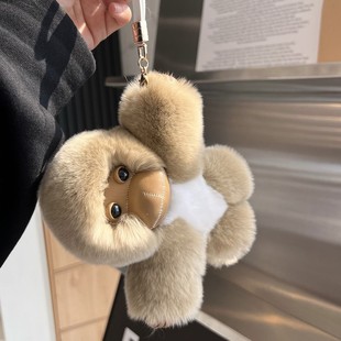 小猴子真獭兔毛汽车钥匙扣挂件毛绒公仔包包挂饰可爱礼物