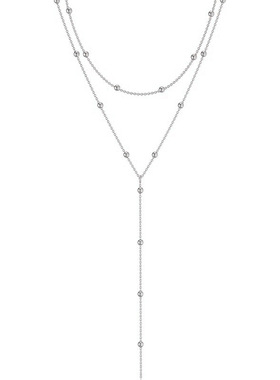 14k包金双链时尚Y型设计流苏项链女个性搭配跨境外贸小众饰品