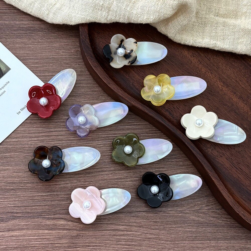 韩版简约醋酸纤维花朵刘海发夹