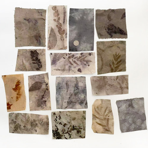 善本源植物染棉麻小块拼布碎布包