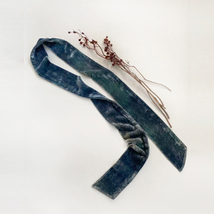 善本源 孤品(三) 原创草木染叶拓染真丝绒 生丝围巾 设计师款丝带