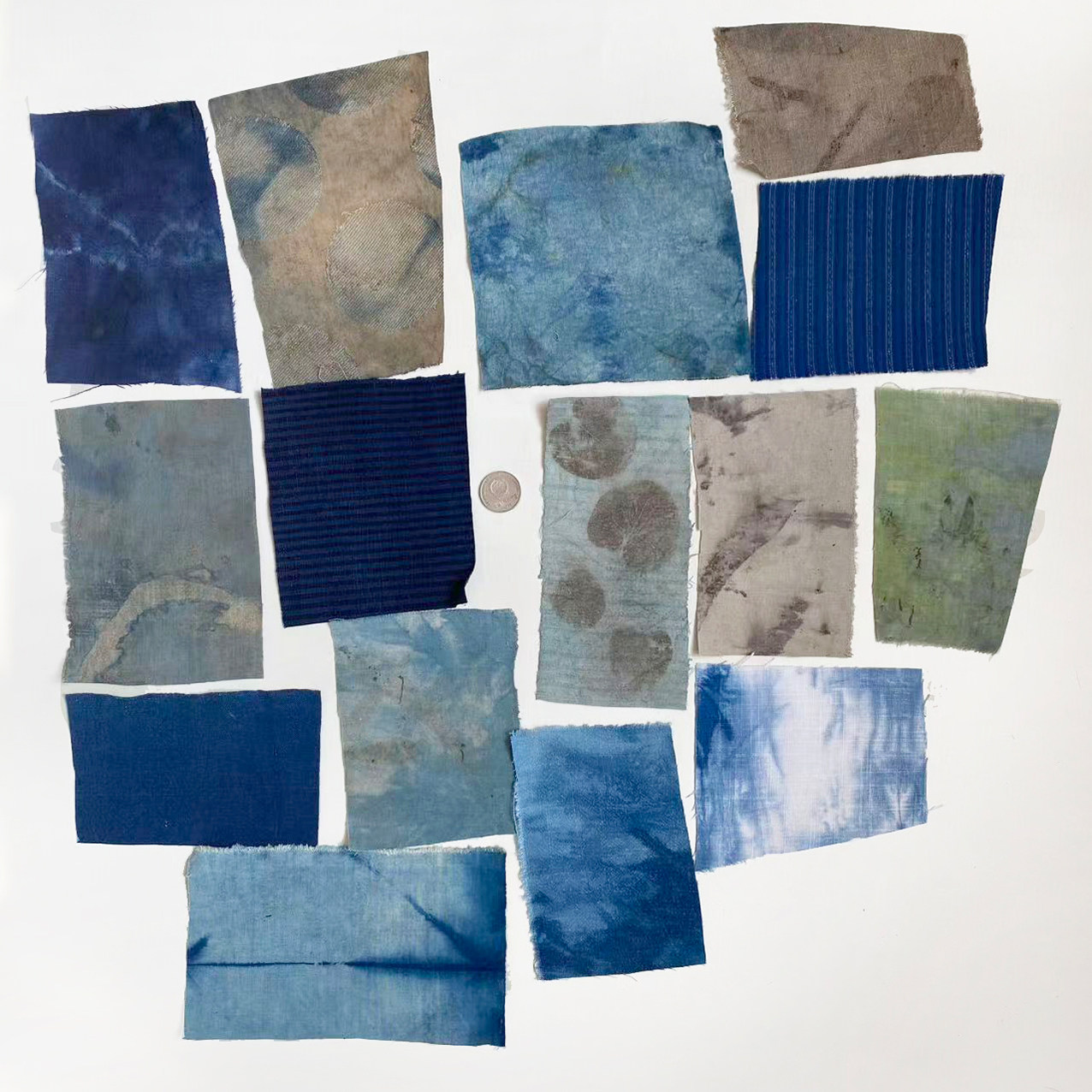 善本源蓝染棉麻小块拼布碎布包