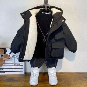 韩系男童冬装棉服2023新款中小儿童装冬款加绒加厚派克服宝宝保暖