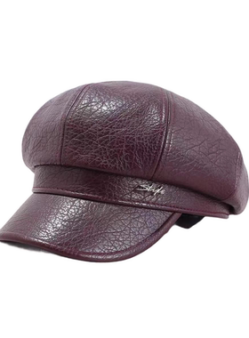 纯色字母标不规则纹路八角帽 13029