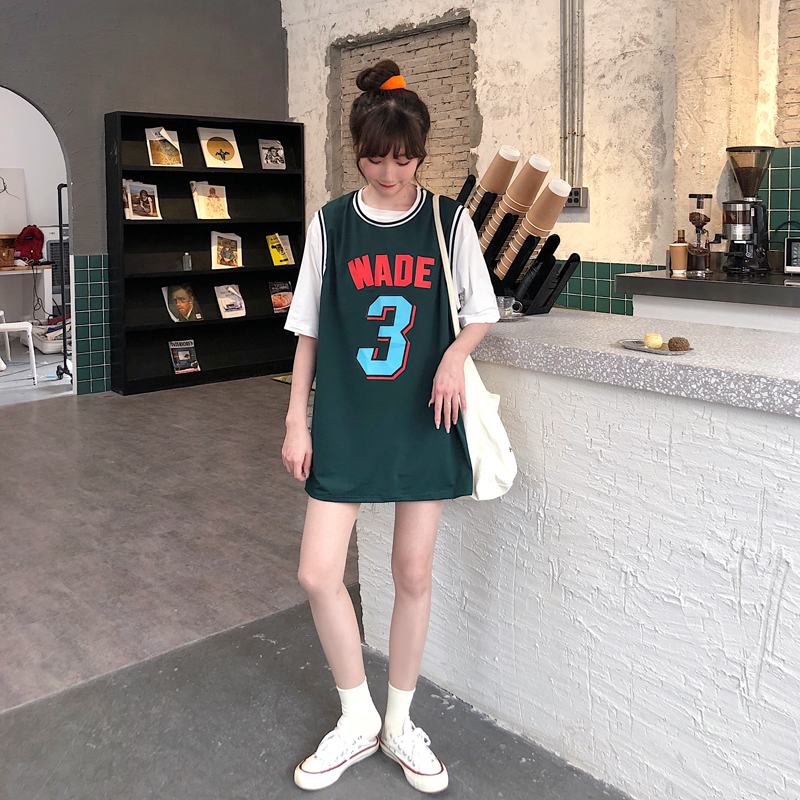 Real racket vest women's summer basketball suit women's BF loose two piece set 180g double grinding