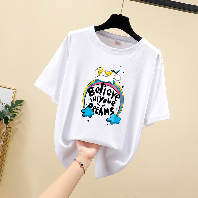 Real photo 2021 summer new loose large round neck short sleeve T-shirt