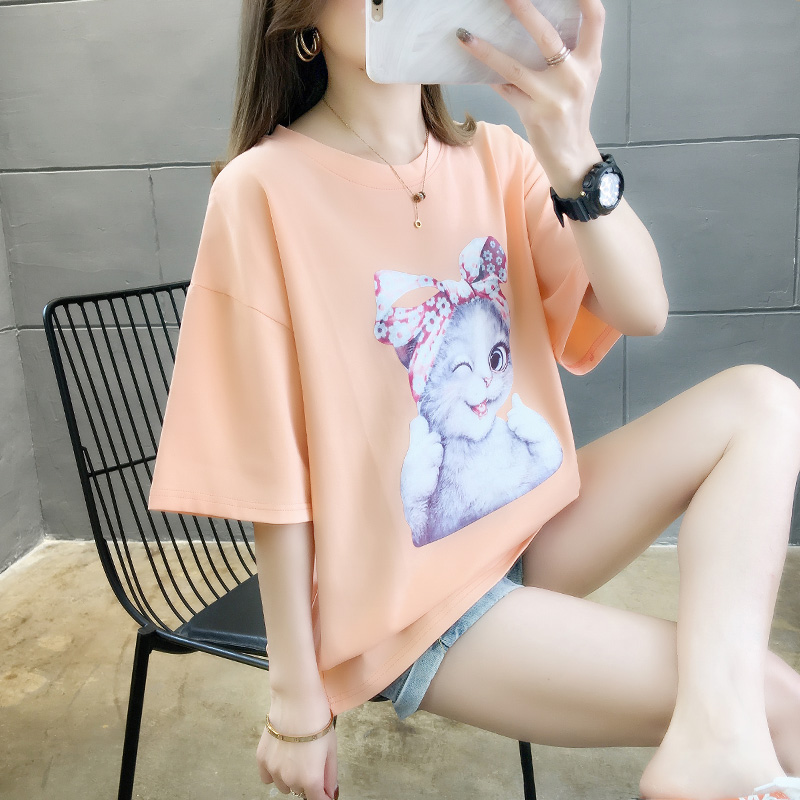 Real shooting of new summer round neck cartoon short sleeve T-shirt