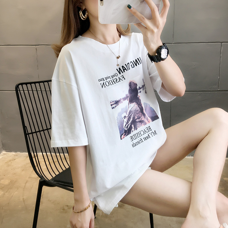 New summer student super fire round neck short sleeve T-shirt
