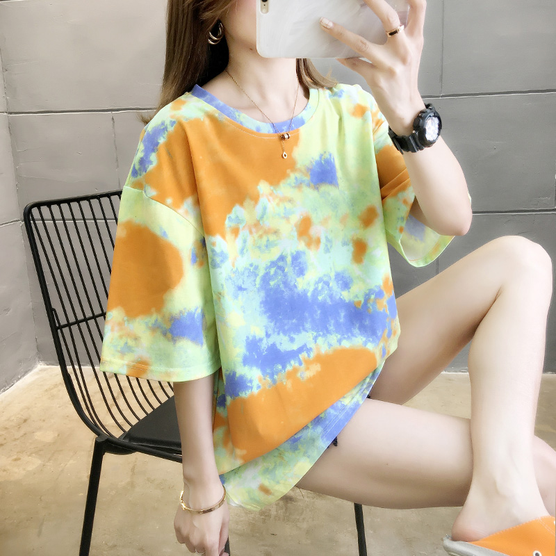 New tie dyed short sleeve T-shirt for women