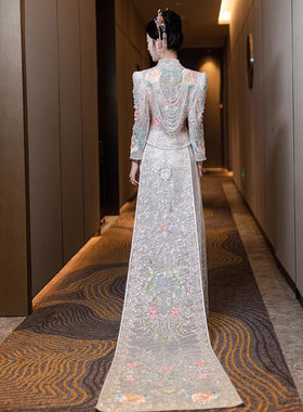 重工拖尾秀禾服中式婚服2025新款新娘敬酒服凤冠霞帔结婚礼服夏季