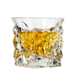 两只装威士忌杯 酒吧洋酒杯 Whisky杯 大口径可放大冰球 送杯布