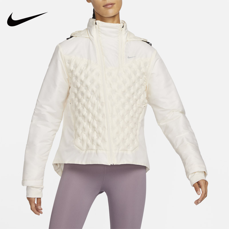 Nike耐克女子新款训练跑步超轻羽绒服薄款连帽夹克反光外套FB7604