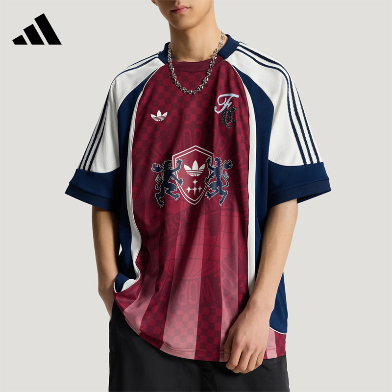 Adidas阿迪达斯三叶草夏季男子短袖运动休闲球衣风T恤上衣KY2161