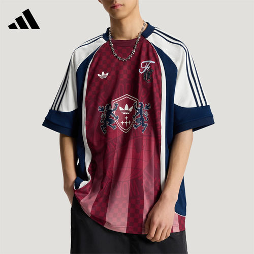 Adidas阿迪达斯三叶草夏季男子短袖运动休闲球衣风T恤上衣KY2161