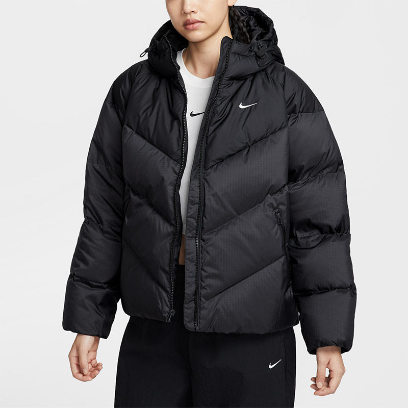 Nike耐克女子羽绒服防风保暖外套上衣运动休闲连帽夹克HV5236-010