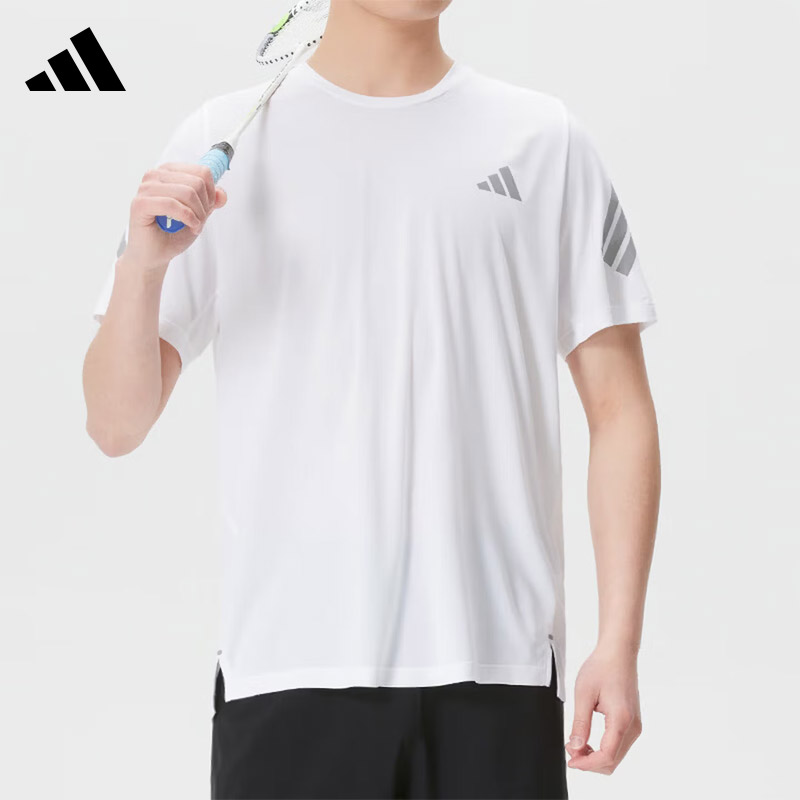 Adidas阿迪达斯男子运动休闲短袖白色半袖上衣健身训练T恤JZ7695