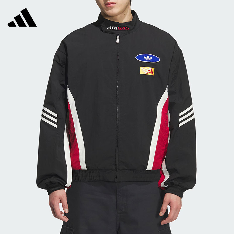 Adidas三叶草男子立领宽松夹克拉链外套运动健身休闲上衣KH1201