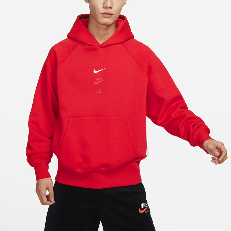 NIKE耐克卫衣男CNY龙年款本命年红色加绒连帽衫运动套头衫FZ6373