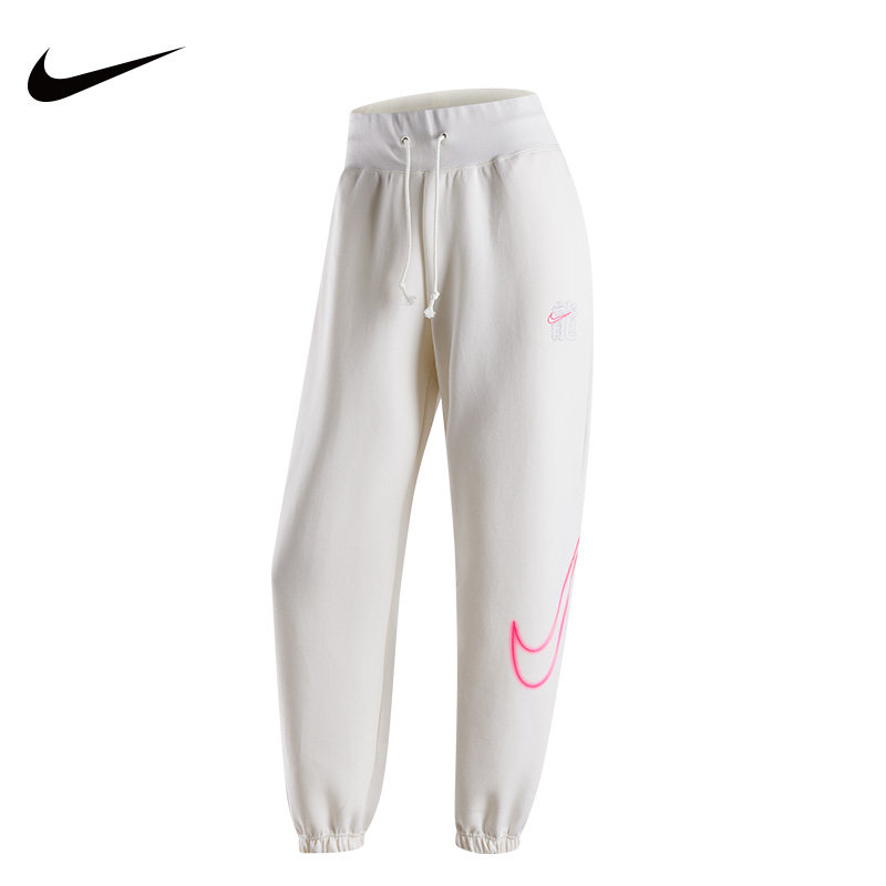 Nike耐克女裤2024春款OVERSIZE风潮流休闲高腰针织运动长裤FZ6558