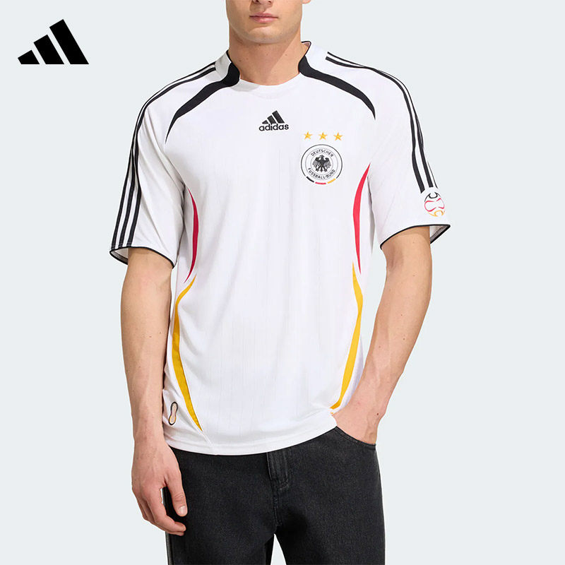 Adidas阿迪达斯男圆领短袖T恤德国队复古足球文化衫球衣KD3998