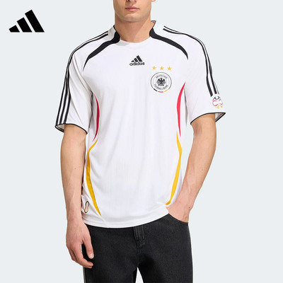 Adidas阿迪达斯男圆领短袖T恤德国队复古足球文化衫球衣KD3998