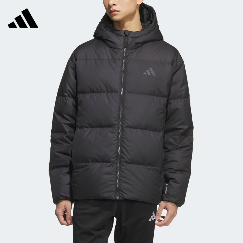 阿迪达斯男防风保暖连帽羽绒服