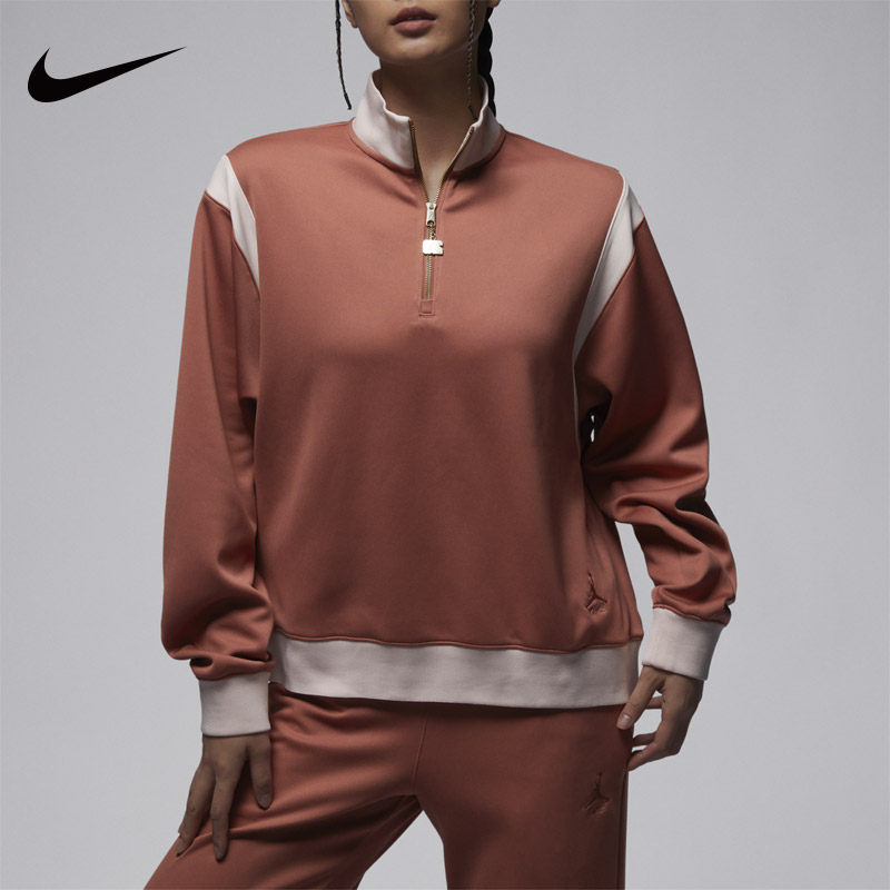 NIKE耐克Jordan女子透气户外篮球运动休闲套头衫半拉链卫衣FB5135