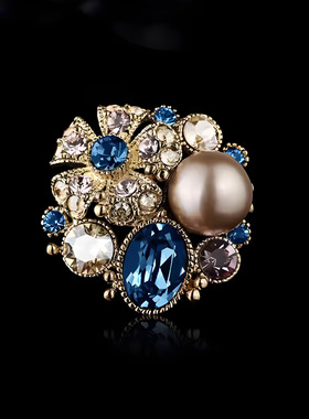 复古奢华花朵胸针高档女气质珍珠胸花轻奢小众设计感别针西装配饰