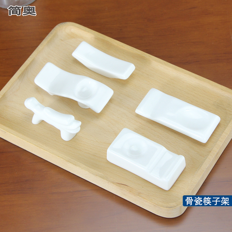 纯白骨瓷摆台唐山两用调羹筷子架