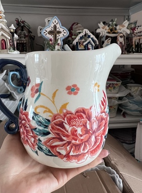 先锋女人陶瓷花朵新款引流奶杯4cup带把手导流壶烘焙工具收纳桶