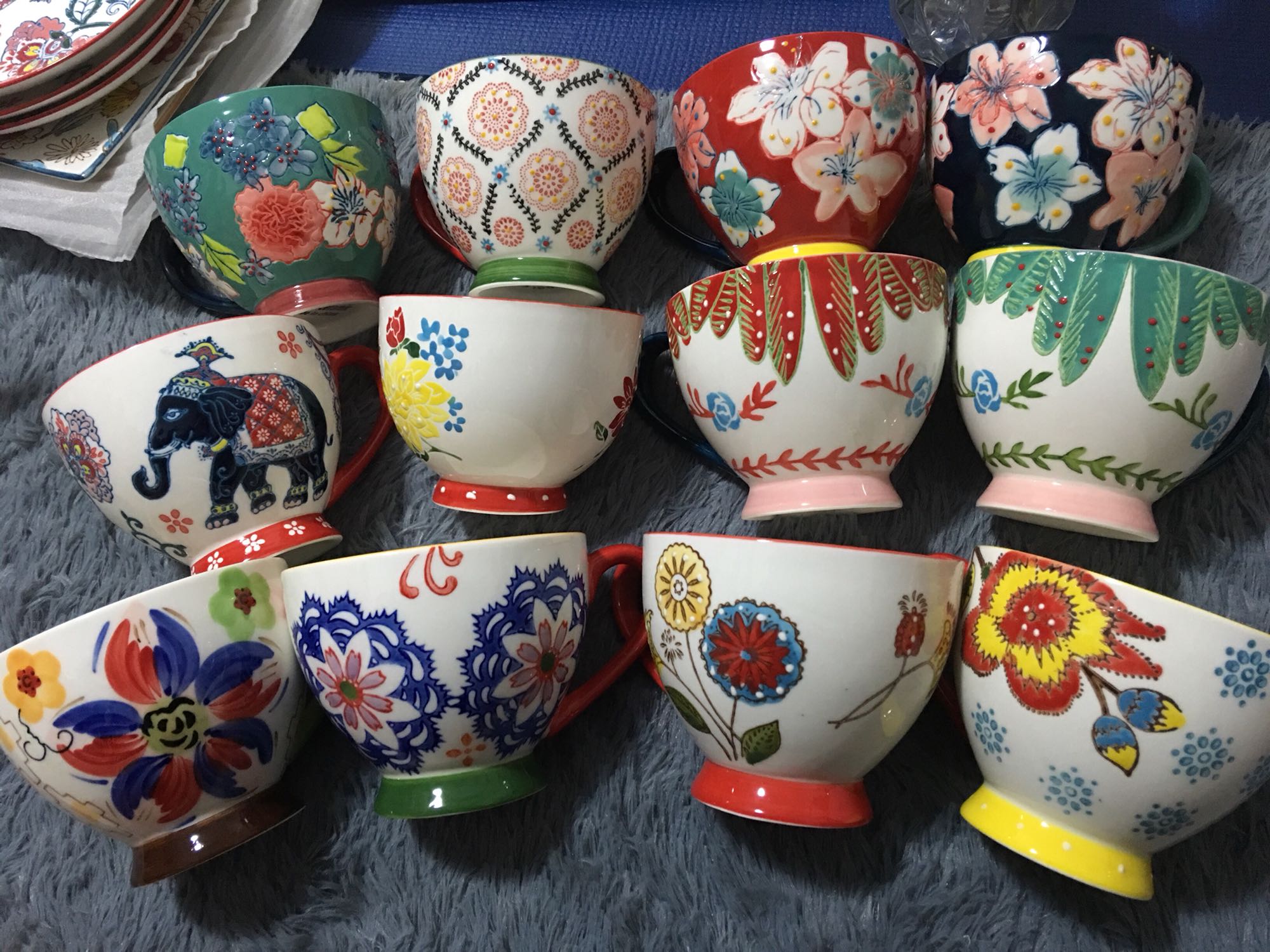 陶瓷手绘浮雕花朵咖啡杯