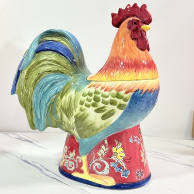 Certified International 公鸡陶瓷零食罐带盖家居装饰摆件招财鸡