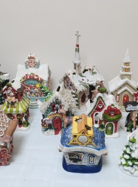 出口单bluesky手绘陶瓷烛屋房子摆件金丝熊仓鼠宝宝窝布鲁瓷