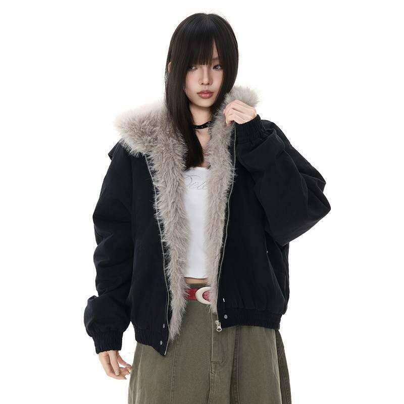 冬季美式加绒情侣座山克服棉服