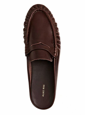 ALIAS MAE 2025真皮褶皱牛皮舒适百搭圆头包头平跟穆勒半托鞋