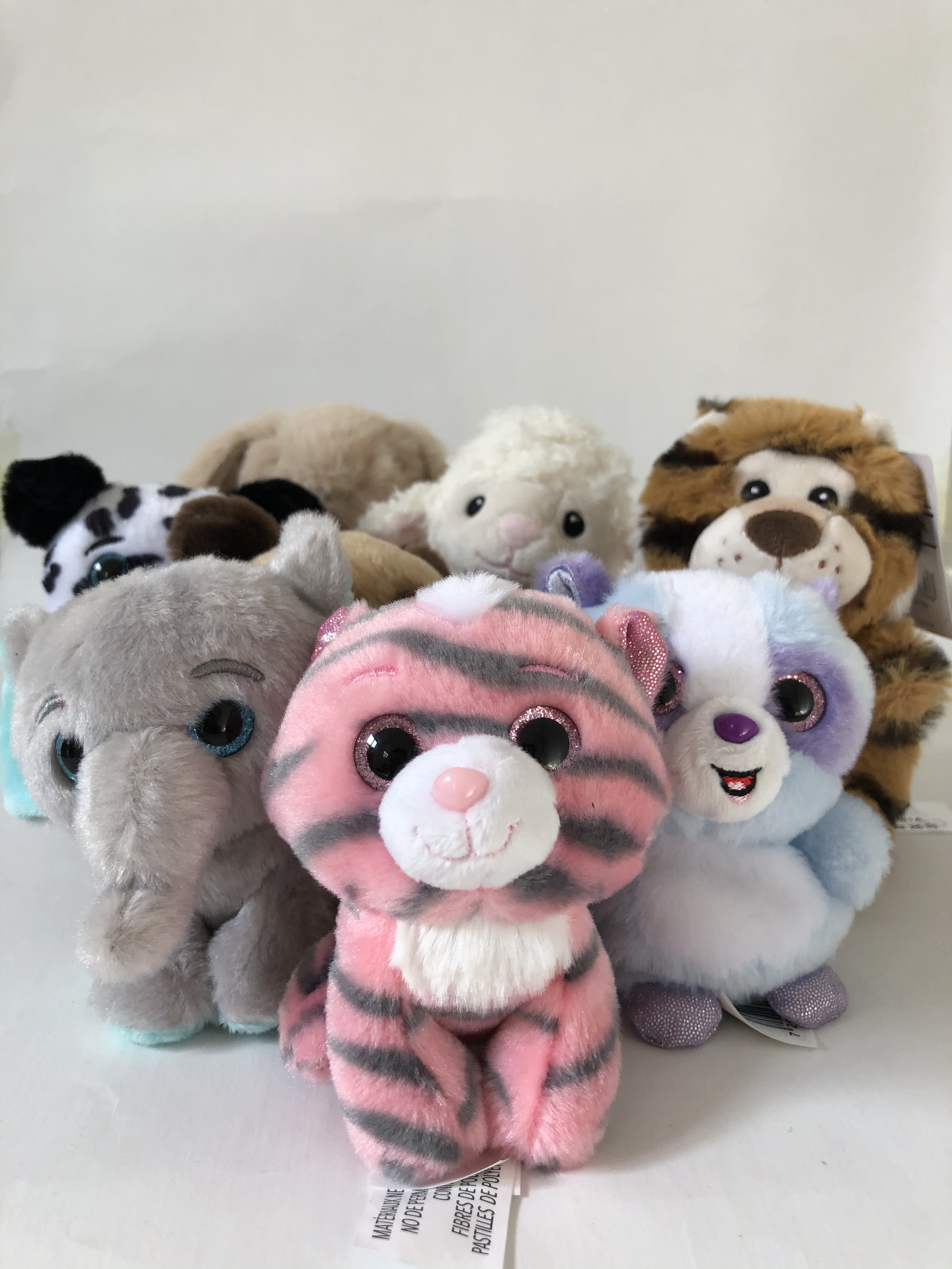 外贸russ小动物带颗粒毛绒可爱小玩偶小狗大象带豆粒口袋手掌玩偶