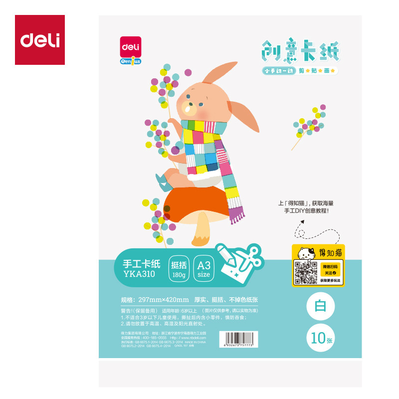 得力YKA310-A3-10张手工卡纸