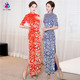 连衣裙新中式 气质长款 走秀 高弹民国高端年轻款 改良旗袍2023年新款