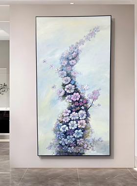 手绘油画《繁花似锦》一路生花》