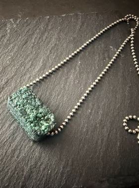 月末魔羯。原创。|饼干| 现代天然绿松石桶珠。925银链。项链